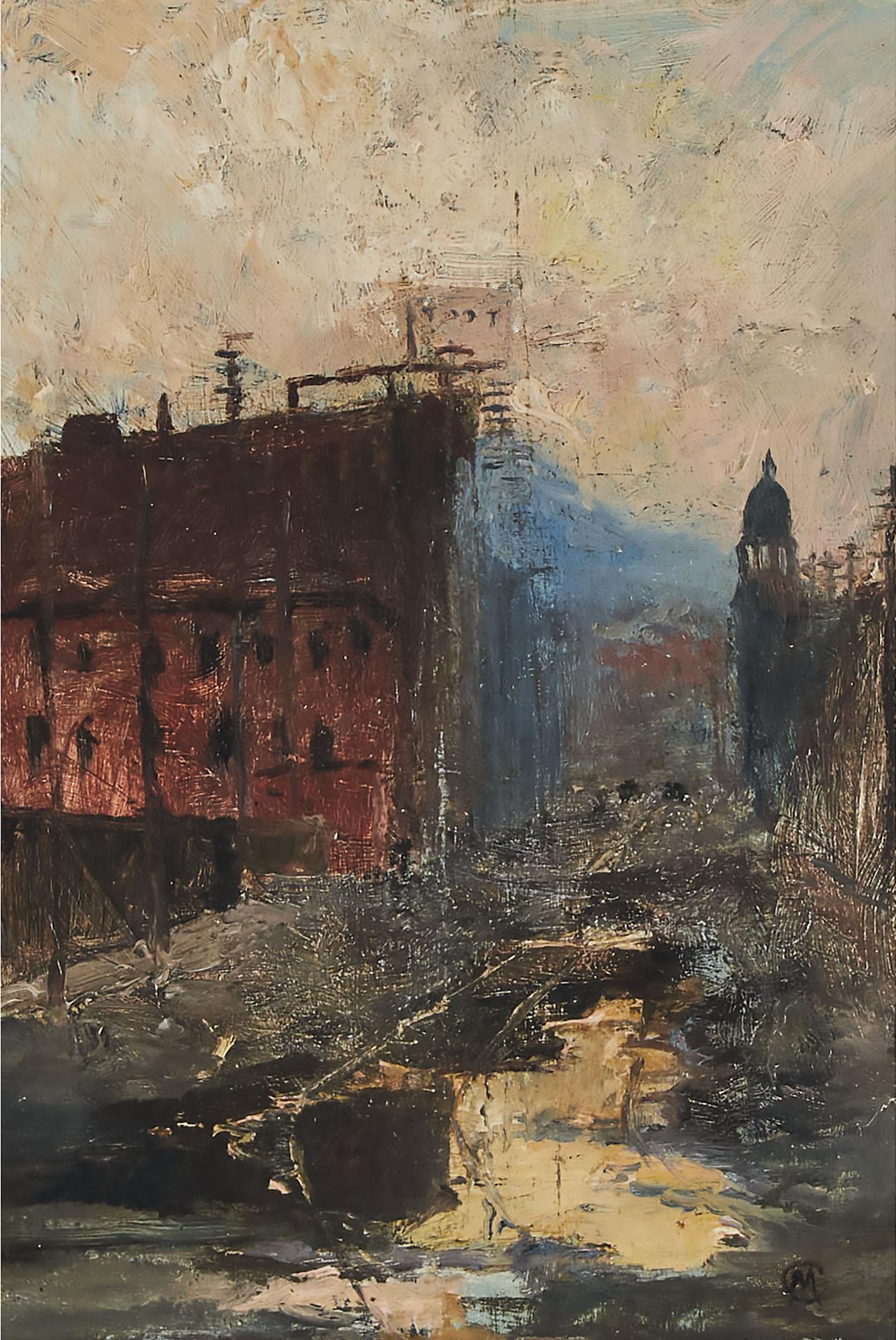 Maurice Galbraith Cullen (1866-1934) - Looking Up Mcgill Street, Montreal, 11 April 1899, 1899