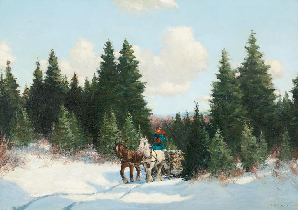 Frederick Simpson Coburn (1871-1960) - Landscape With Horses Drawing Logs