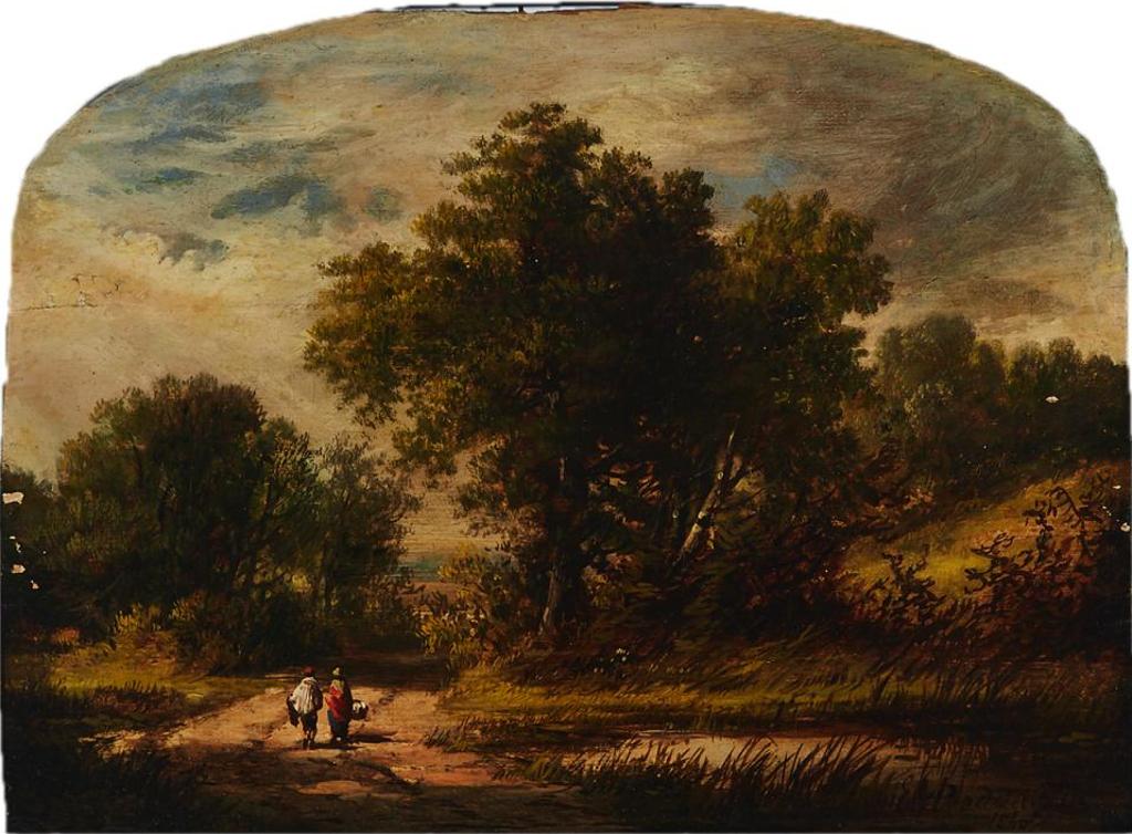 Edwin Henry Boddington (1836-1905) - Two Figures Walking On A Footpath, 1860