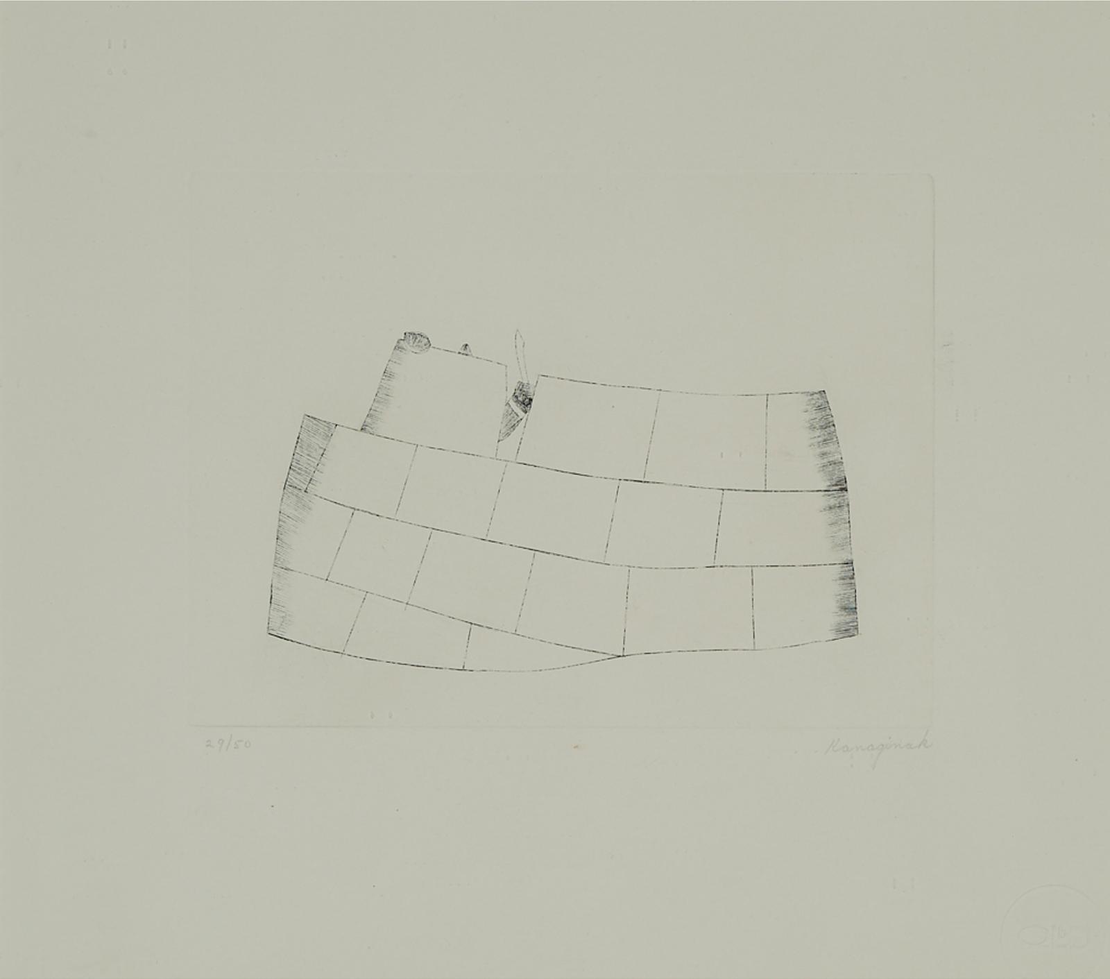 Kananginak Pootoogook (1935-2010) - Untitled (Building An Igloo)