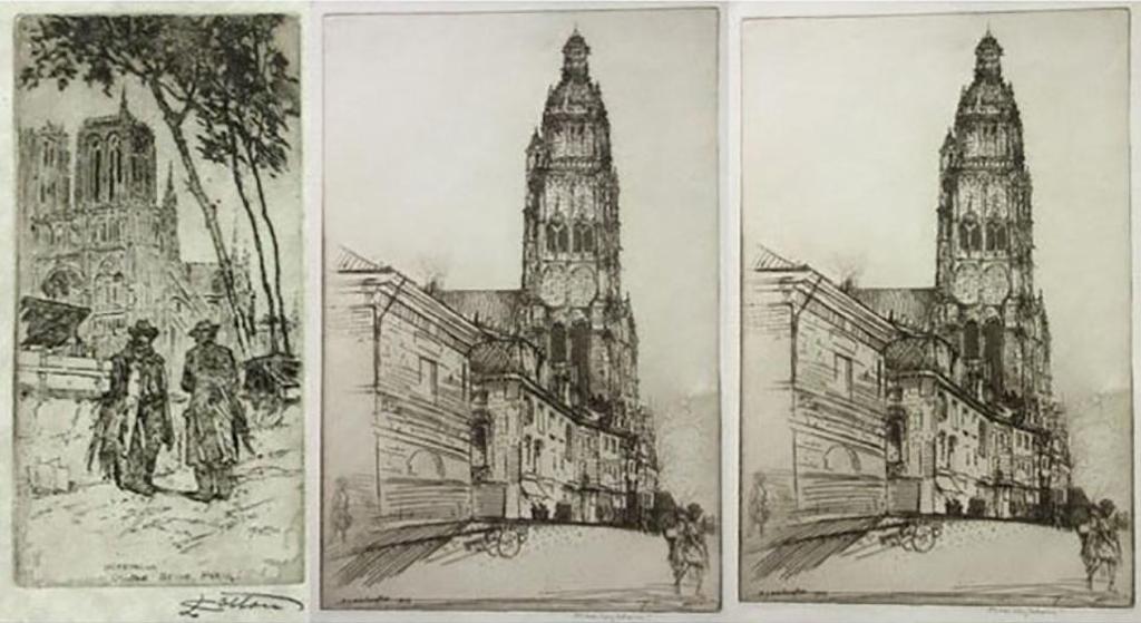 John Wesley Cotton (1869-1931) - Bookstalls On The Seine, Paris; The Cathedral, Tours 1926 (2)