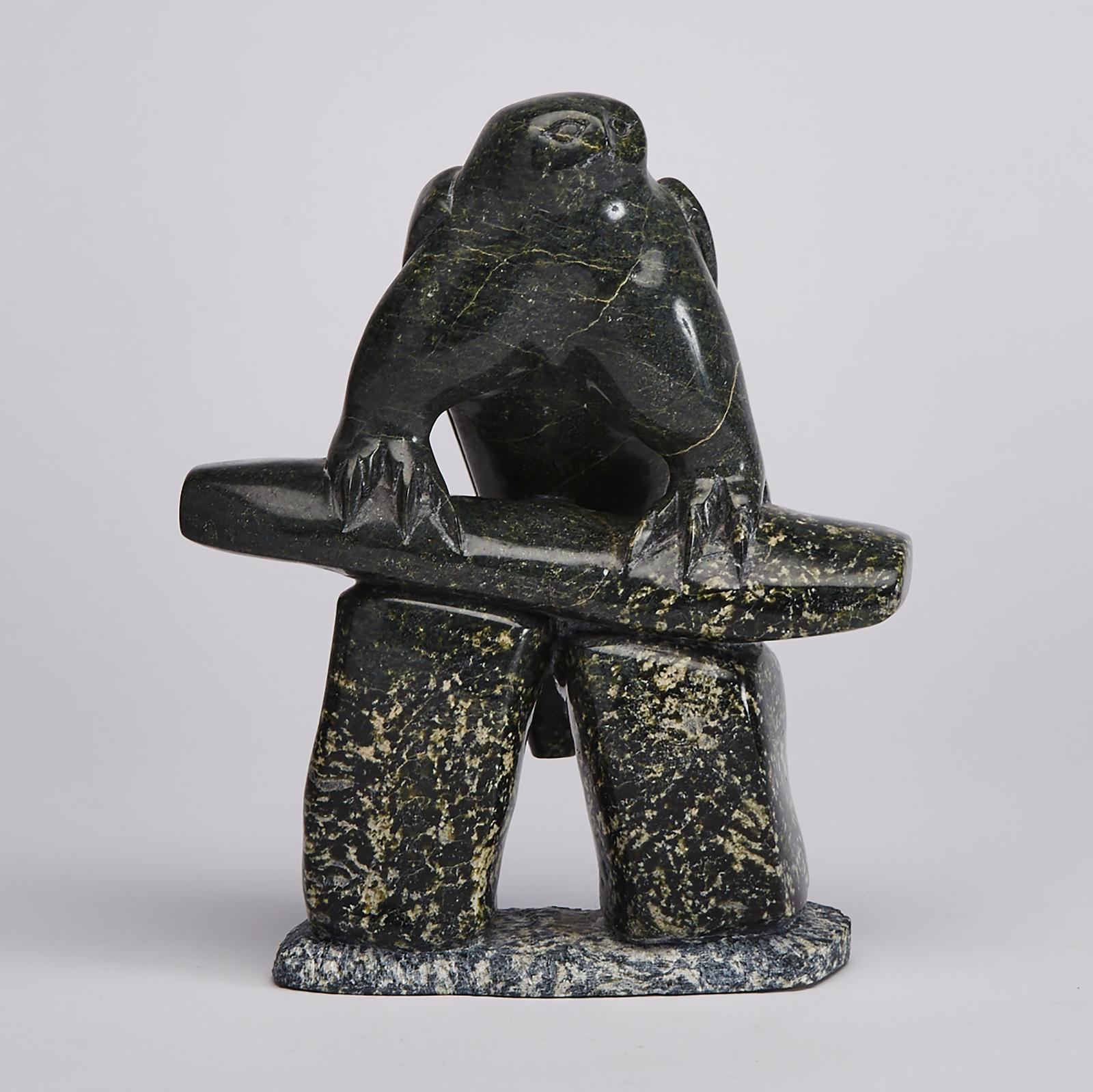 Ohito Ashoona (1952) - Bird On Inukshuk