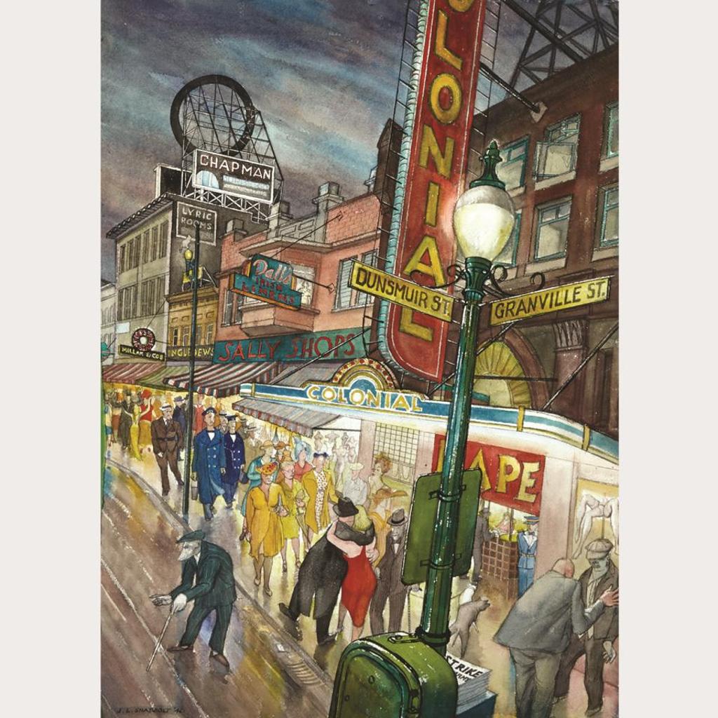 Jack Leaonard Shadbolt (1909-1998) - Granville Street At Night (Evening, Granville Street; Granville Street, Wartime), 1946