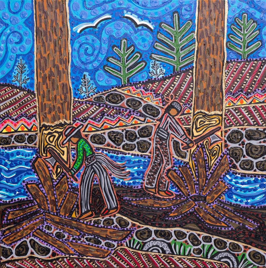 Leah Dorion (1970) - Men Using Axes