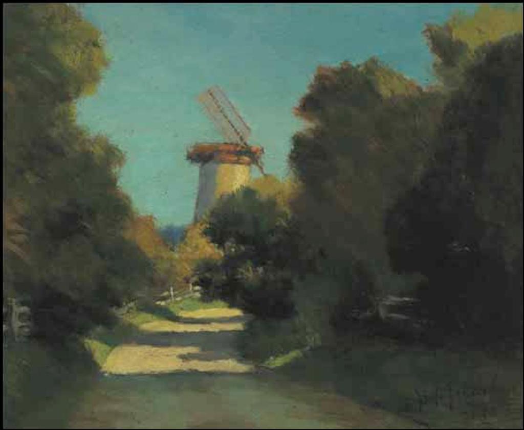 John Young Johnstone (1887-1930) - Landscape with Windmill