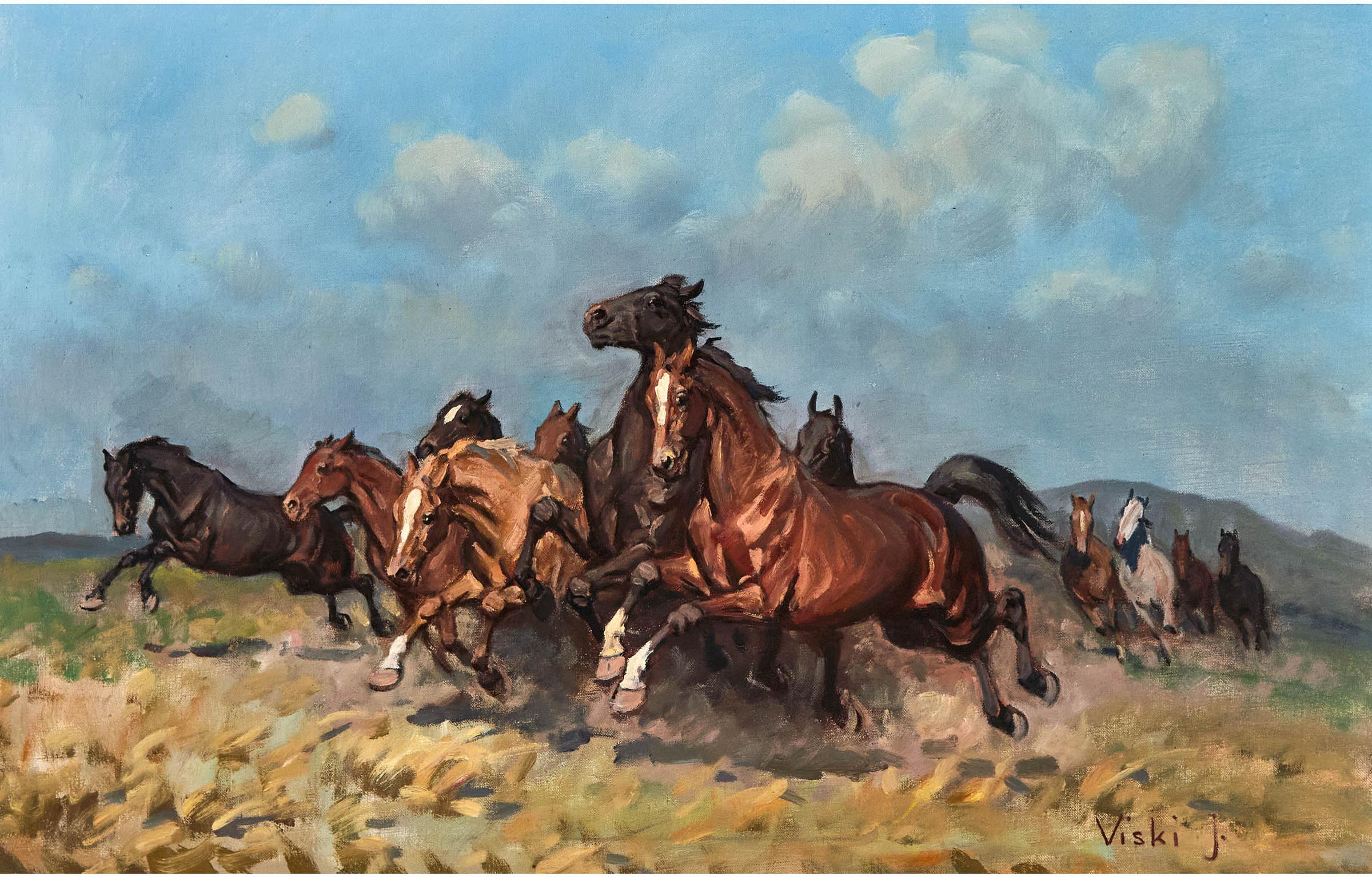 Janos Viski (1891-1987) - Stampede Of Horses