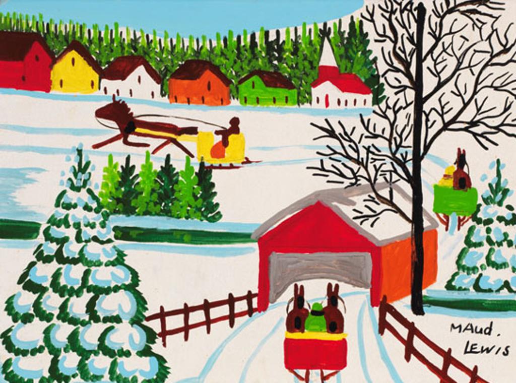 Maud Kathleen Lewis (1903-1970) - Covered Bridge in Winter