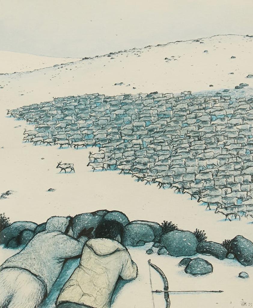 William Kurelek (1927-1977) - Stalking Migrating Caribou