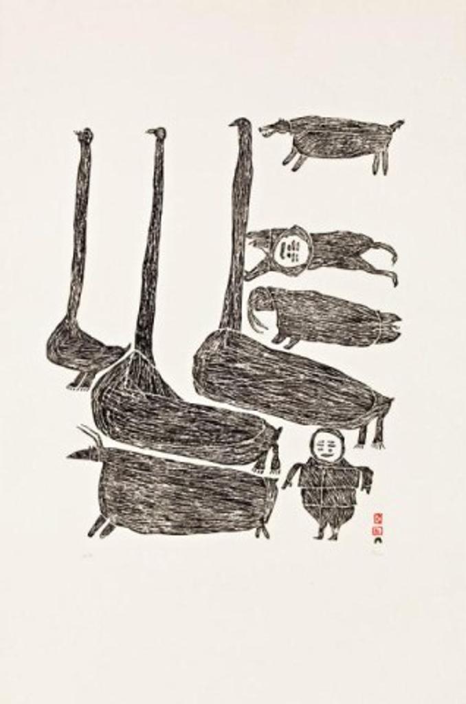 Parr (1893-1969) - Geese and Intruders, 1962 #67 Stonecut, 40/50