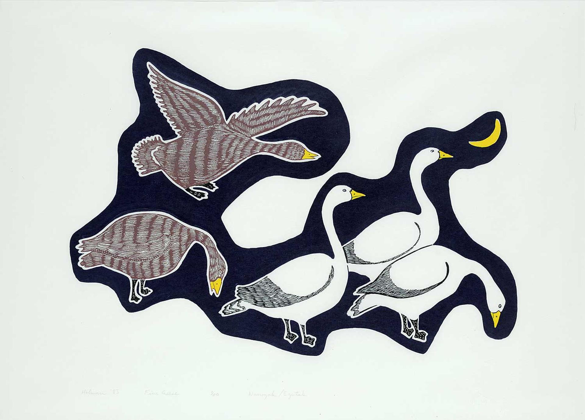 Agnes Nanogak (1925-2001) - Five Geese #1/50