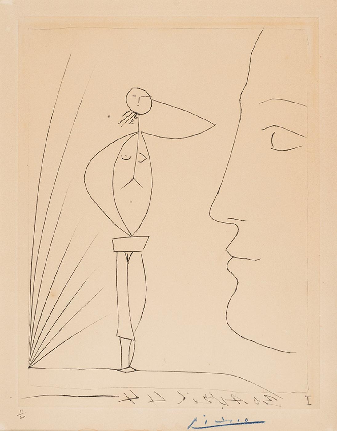 Pablo Ruiz Picasso (1881-1973) - Profil et femme nue