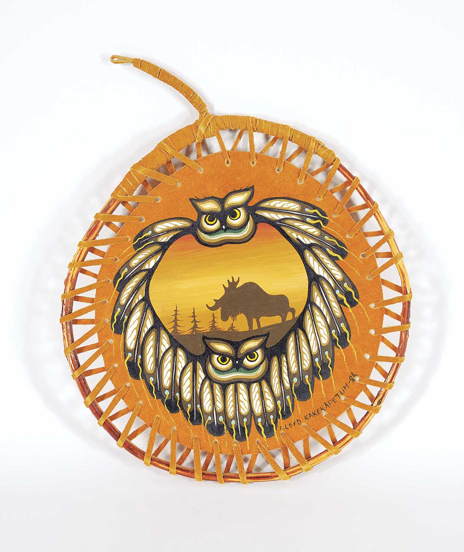 Lloyd Kakekapetum - Untitled - Owls and Moose