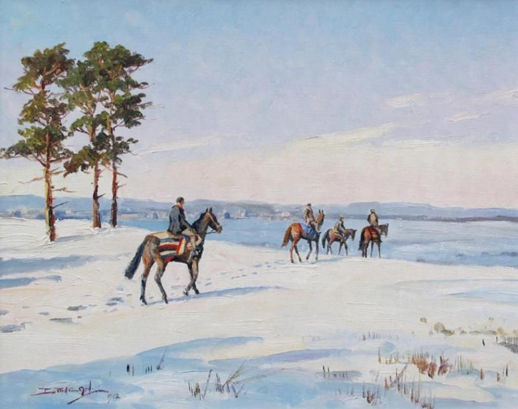 Duncan Mackinnon Crockford (1922-1991) - Winter Comes To Newmarket, Scene From Famous Warren Hill; 1982