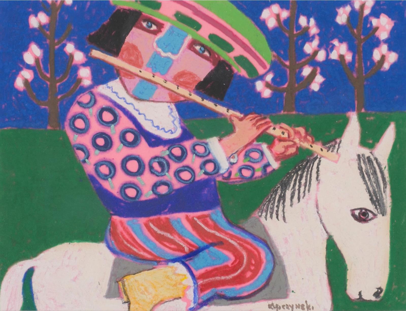 Zbigniew Stanley Kupczynski (1928-2024) - Untitled (Boy With Flute On Horse)