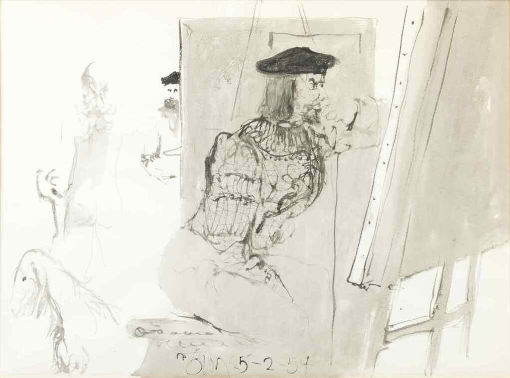 Harold Barling Town (1924-1990) - Renaissance Master with Model and Pupil