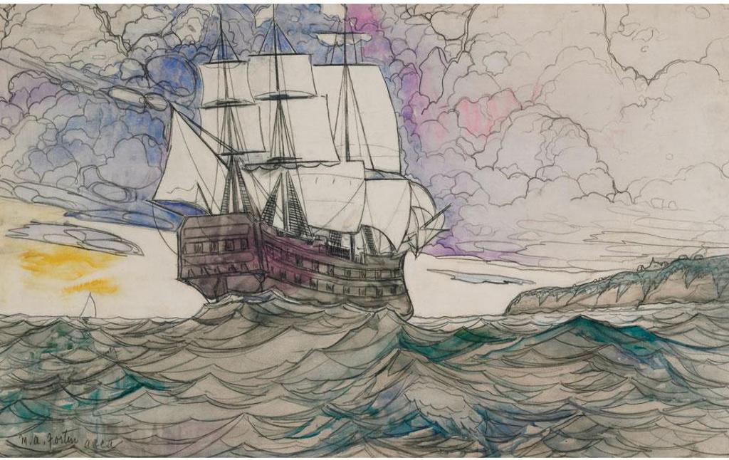 Marc-Aurèle Fortin (1888-1970) - Sailing Ship Off The Coast