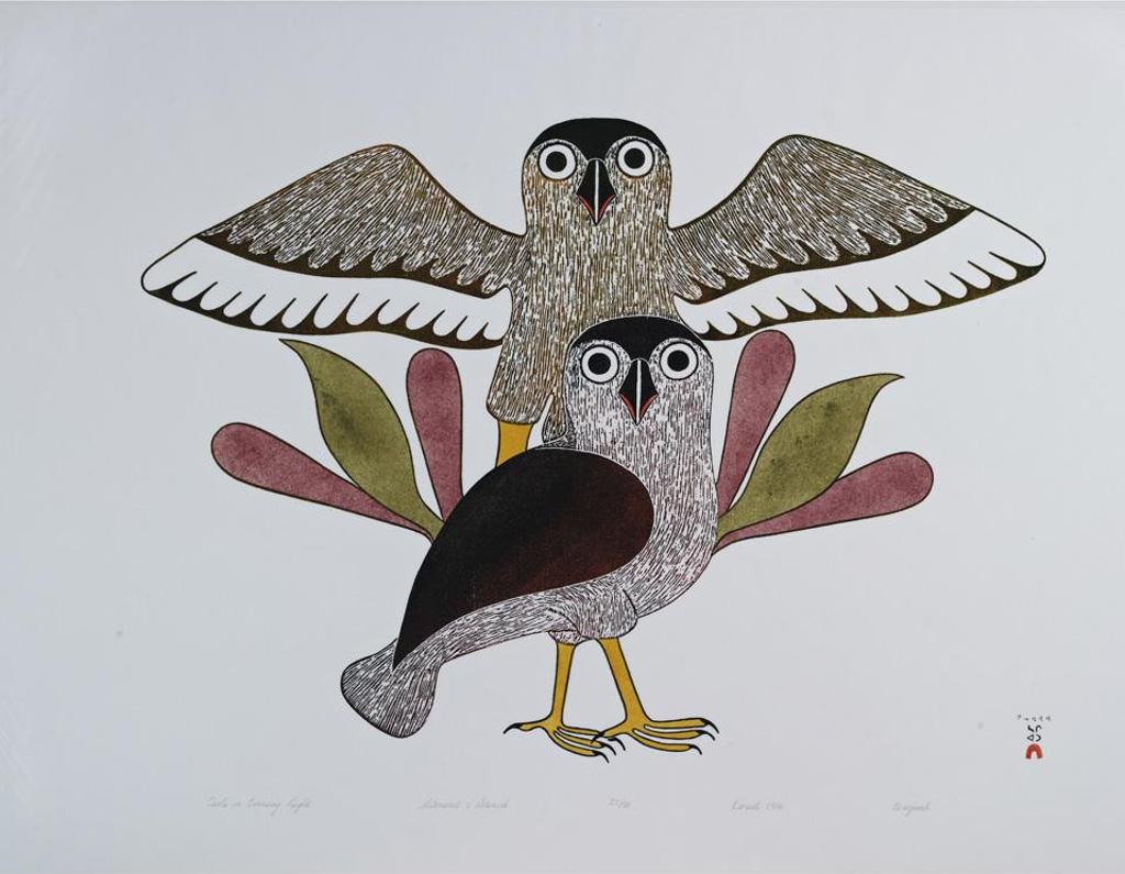 Kenojuak Ashevak (1927-2013) - Owls In The Evening Light