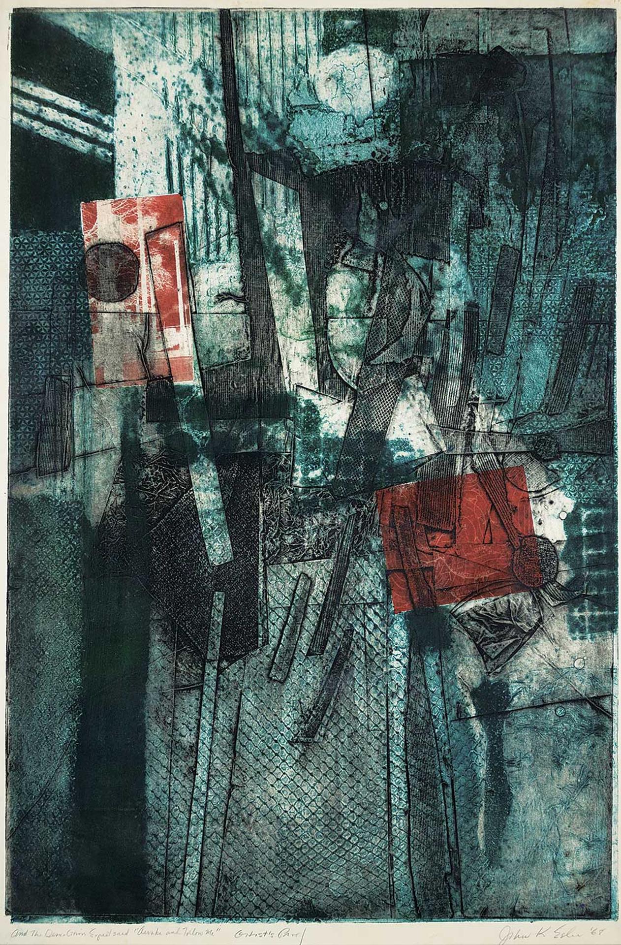 John Kenneth Esler (1933-2001) - And The Demolition Expert said 'Awake and Follow Me' #Artist's Proof