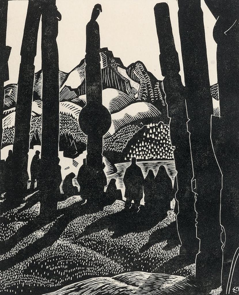 Edwin Headley Holgate (1892-1977) - Totem Poles No. 4 (Departing People), 1926