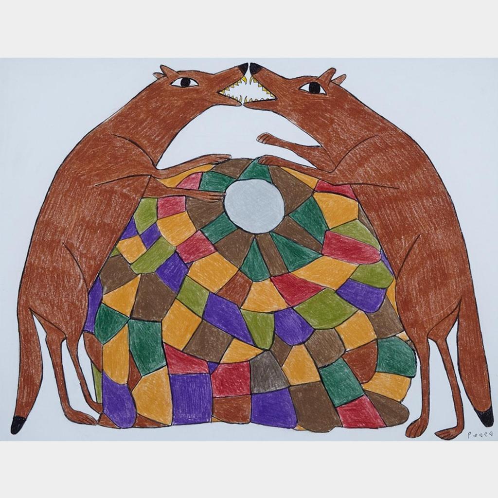 Kenojuak Ashevak (1927-2013) - Untitled (Wolves Around Igloo)