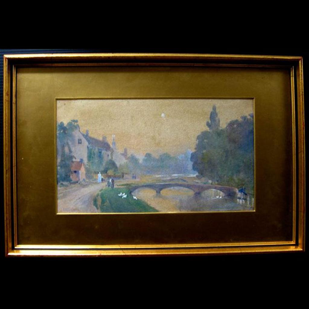 Frederic Martlett Bell-Smith (1846-1923) - Figures Walking Beside Canal With Ducks