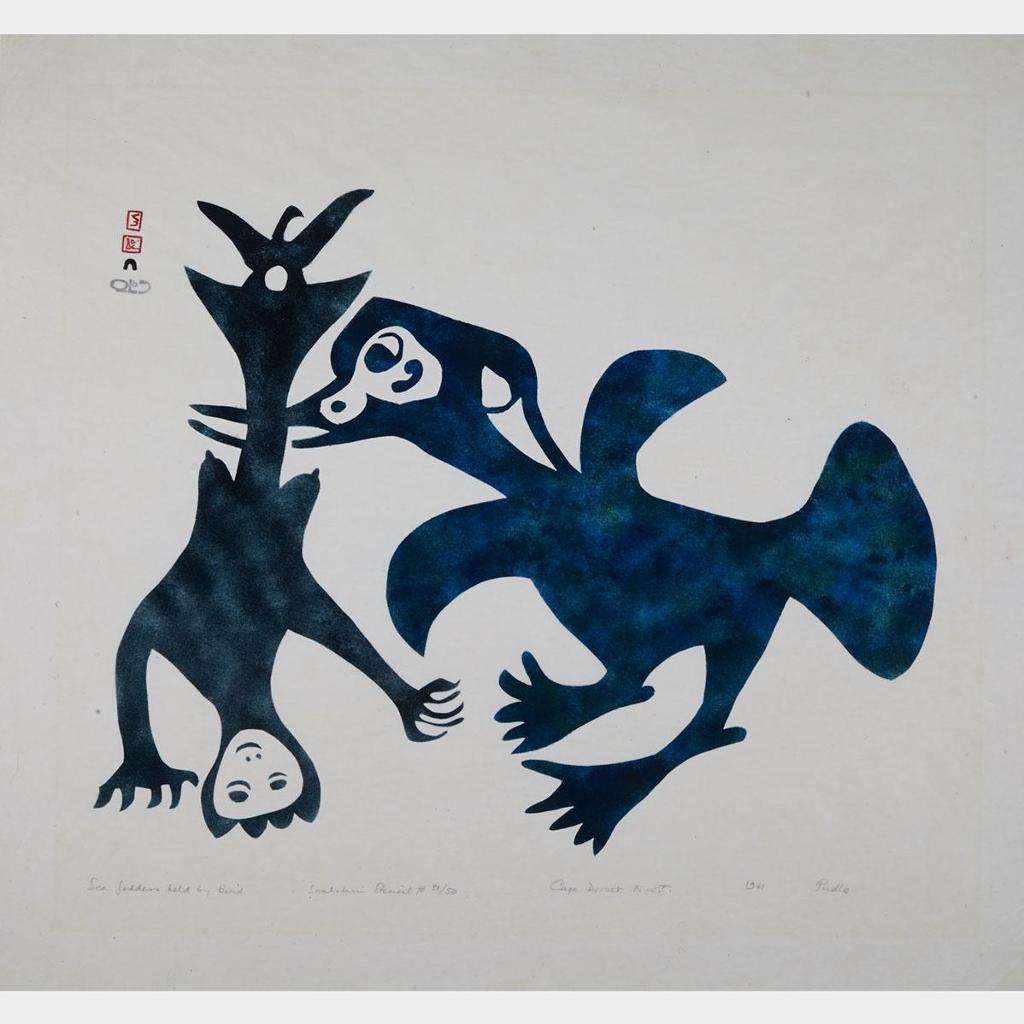 Pudlo Pudlat (1916-1992) - Sea Goddess Held By Bird