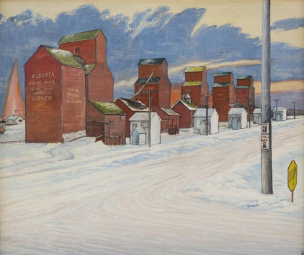 William Kurelek (1927-1977) - Sundogs Behind Elevators