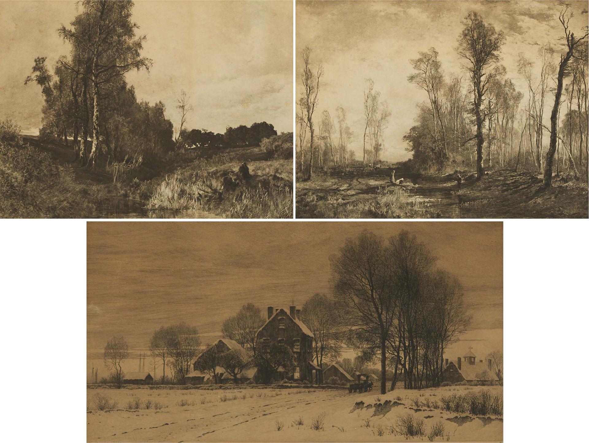 Josef Wenglein (1845) - Two Barbizon Landscape Views