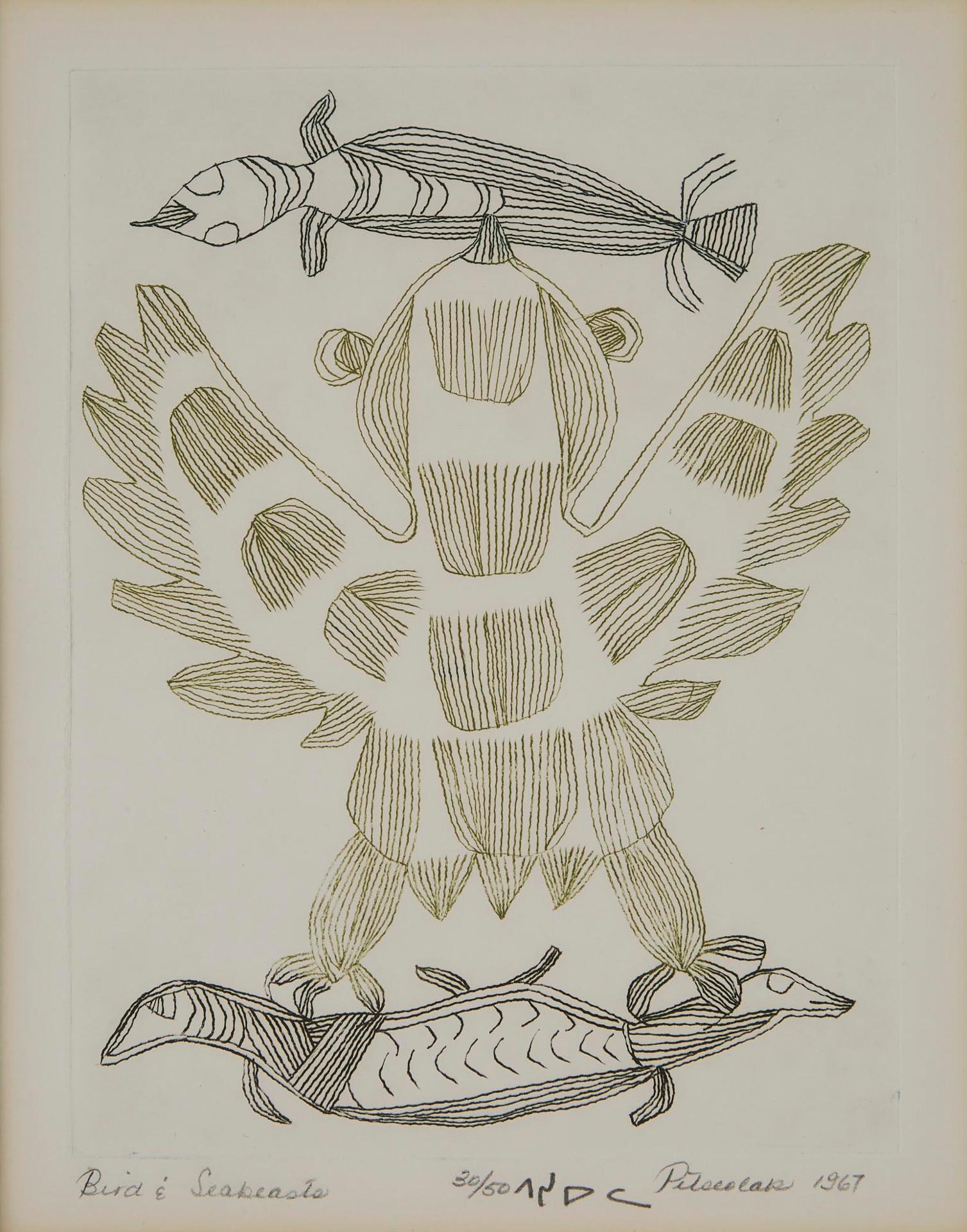Pitseolak Ashoona (1904-1983) - Birds And Sea Beasts