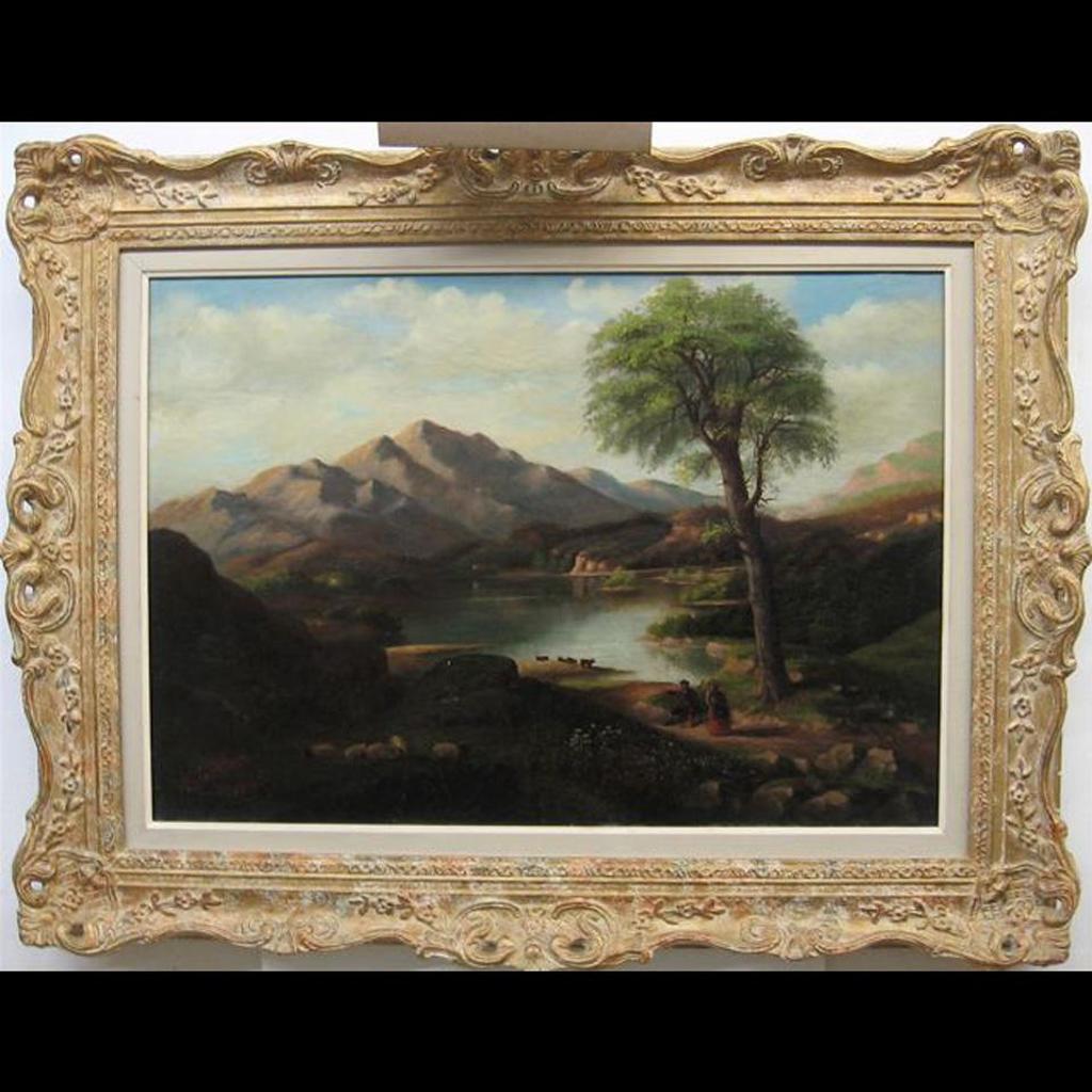 W. Jackson - Figures, Cattle And Grazing Sheep By Highland Lake