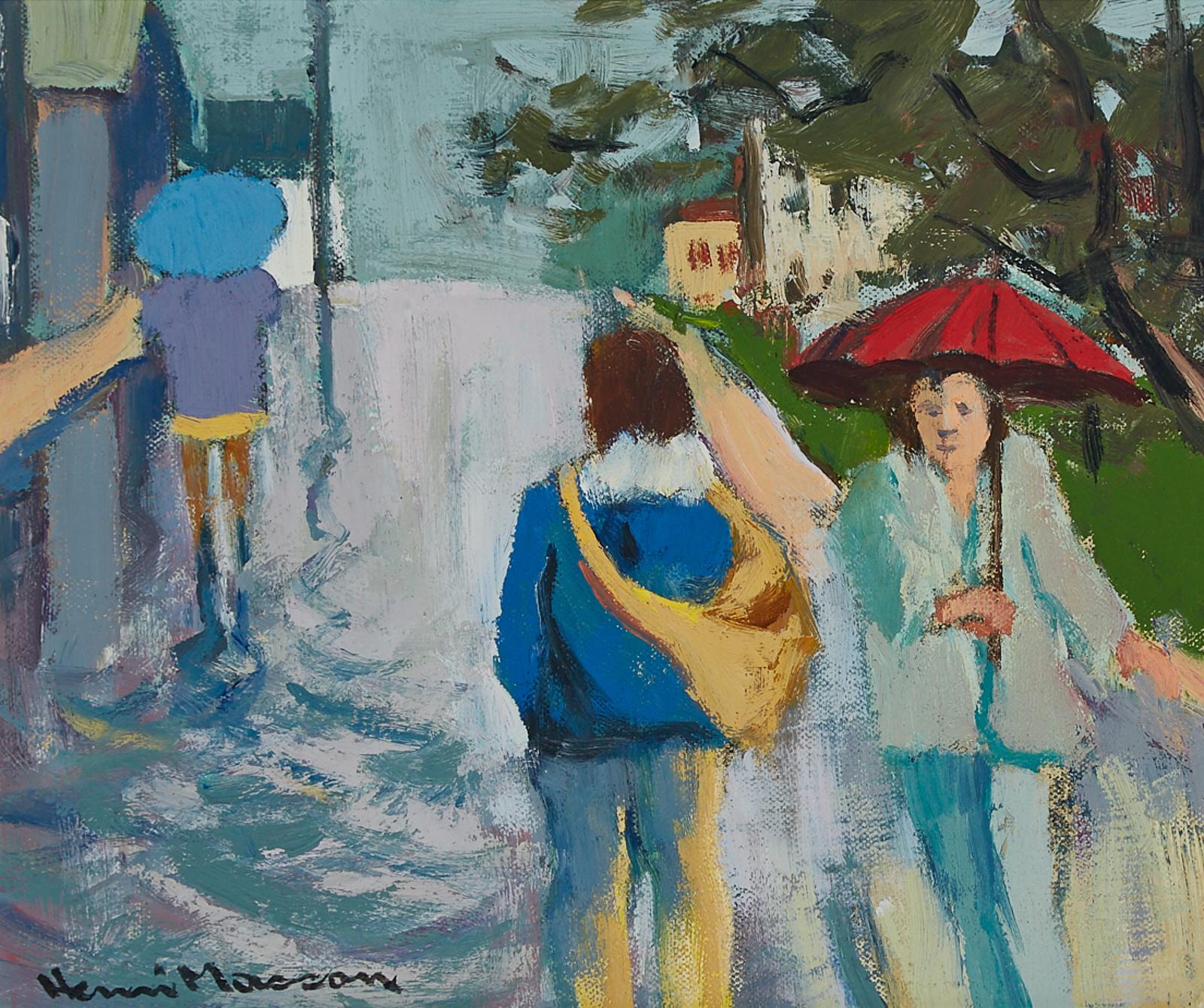 Henri Leopold Masson (1907-1996) - Newspaper Boy In The Rain, 1979