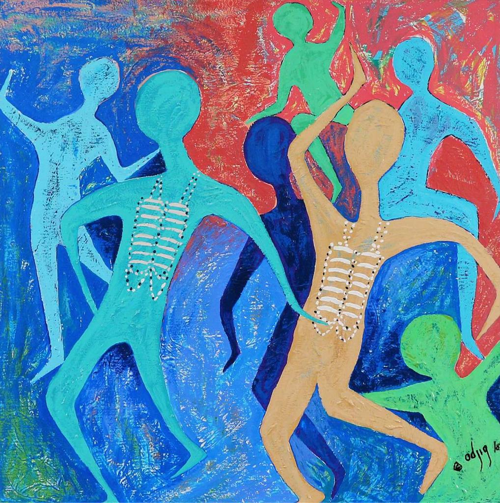 Daphne Odjig (1919-2016) - Spirit Dancers; 1983