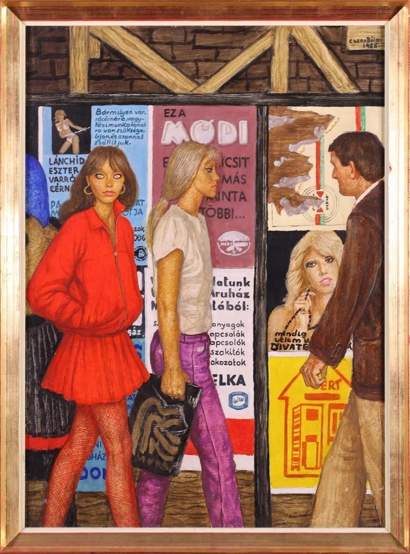 Bela Czene Ii (1911-1999) - Untitled, Posters in Rakoczi Avenue; 1985