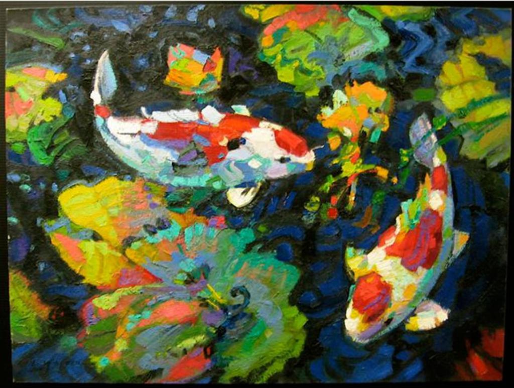 Leif K. Ostlund (1958) - Koi And Lilies I