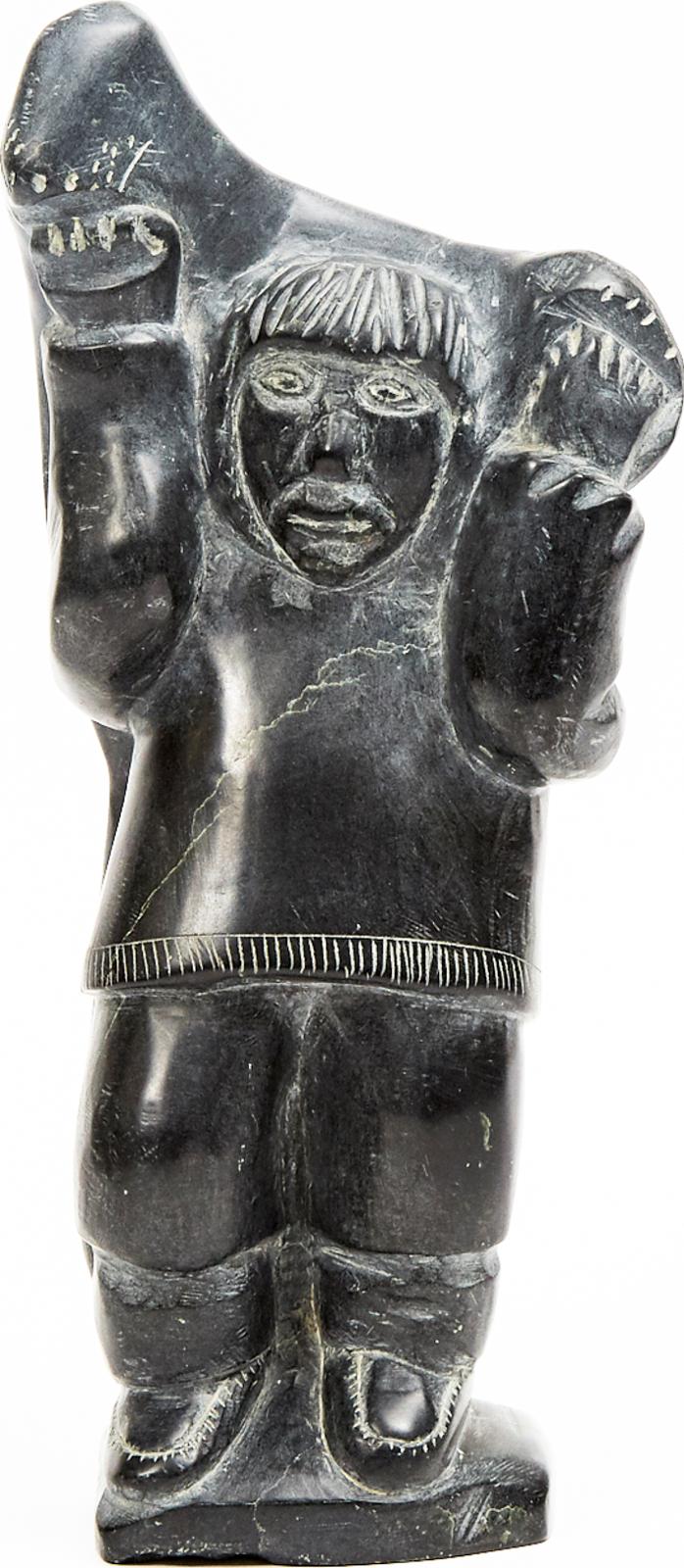 Mathew Ningiuruvik (1918-1985) - Man With Large Bear Pelt