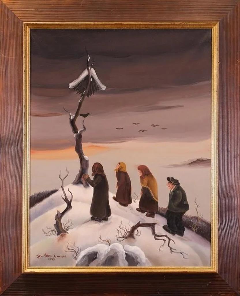 Jose Peternelj-Mausar (1927-2013) - Untitled, Peasants of a Snowy Hill; 1979