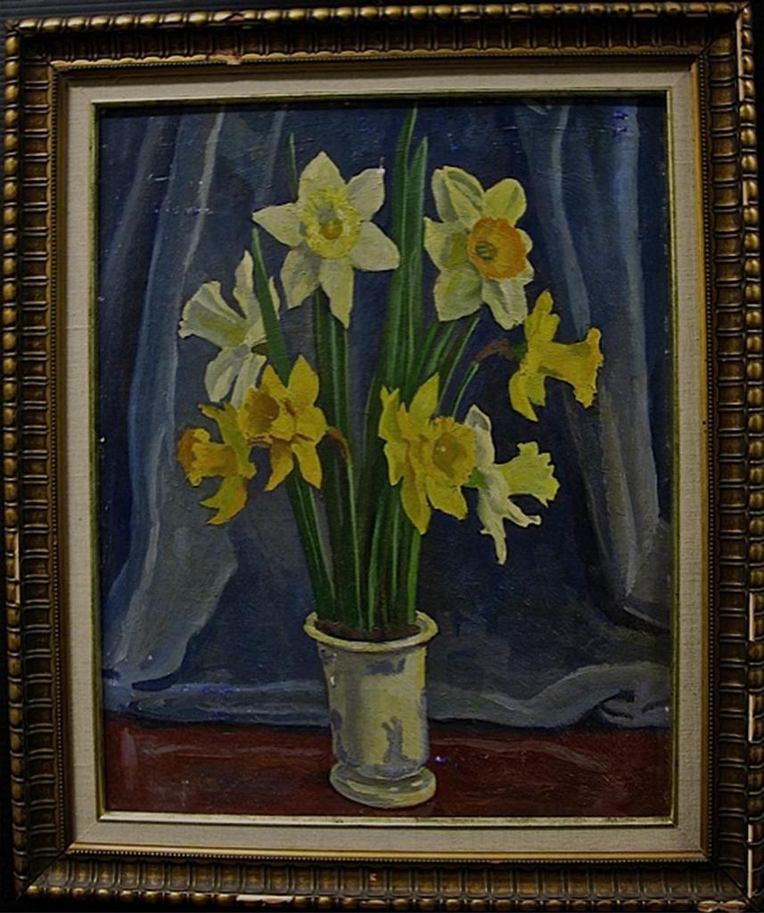 Frederick Stanley Haines (1879-1960) - Daffodils In A Blue And White Vase