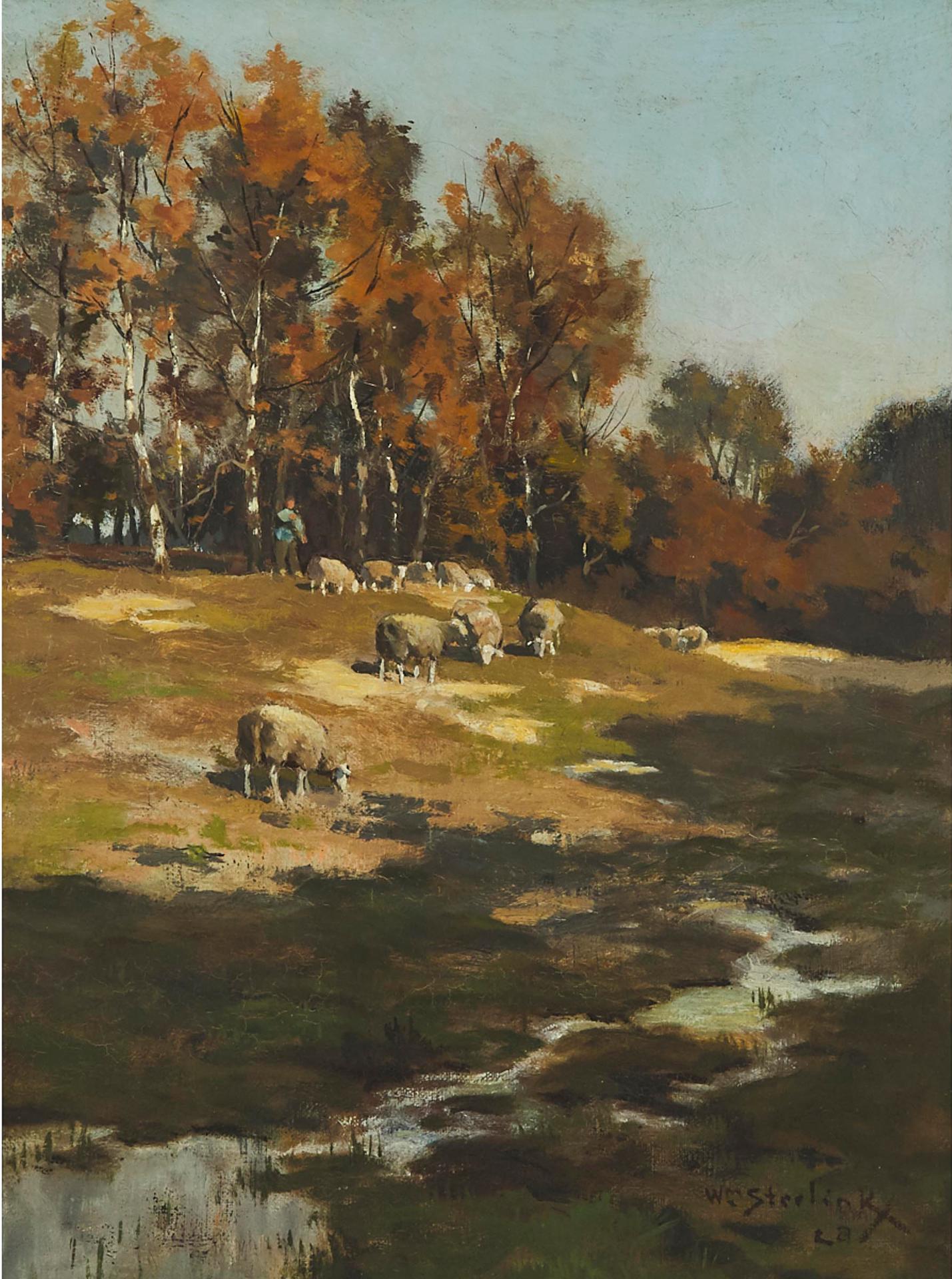 Willem Steelink (1856-1928) - Sheep And Shadows (Grazing Sheep)