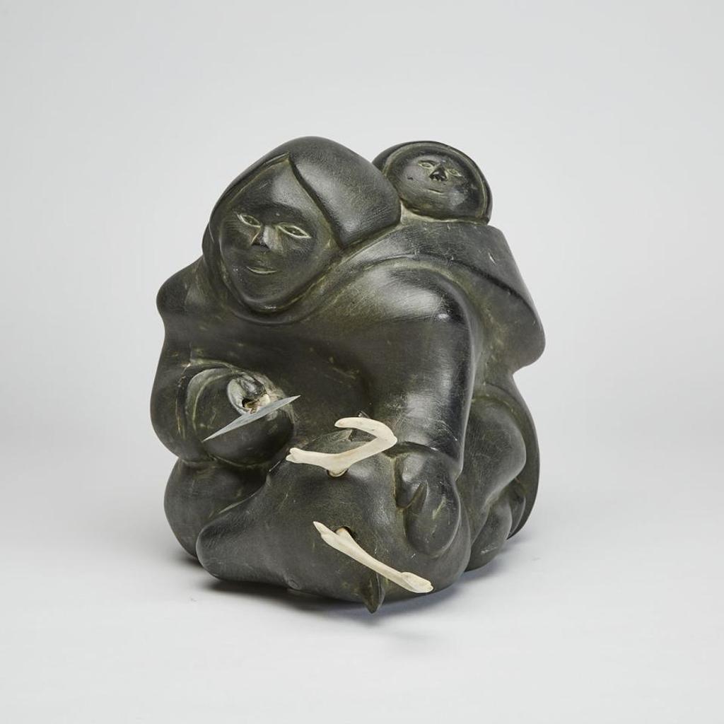 Mathew Aqigaaq (1940-2010) - Mother And Child With Caribou Head