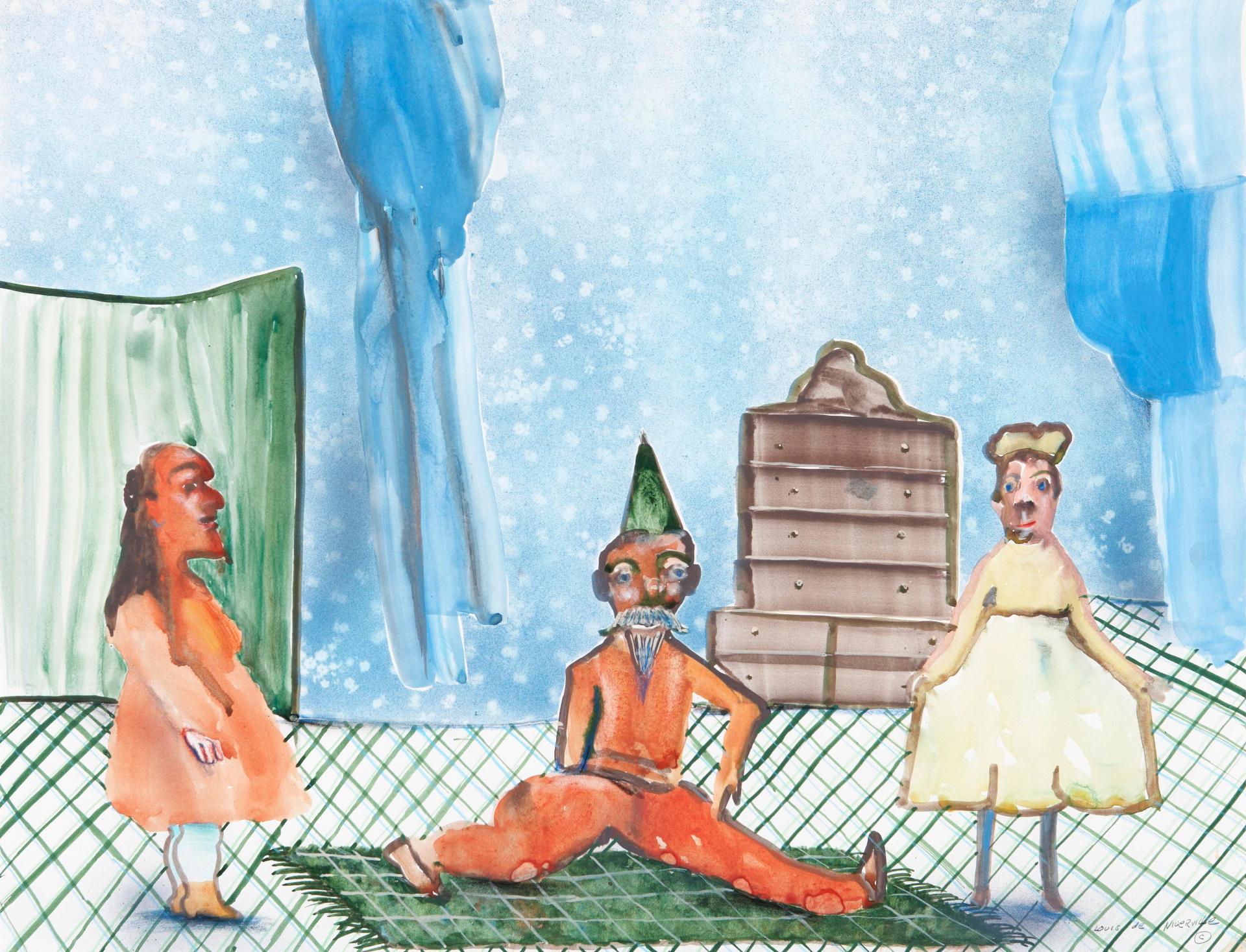 Louis de Niverville (1933-2019) - Three fantastical figures in an interior