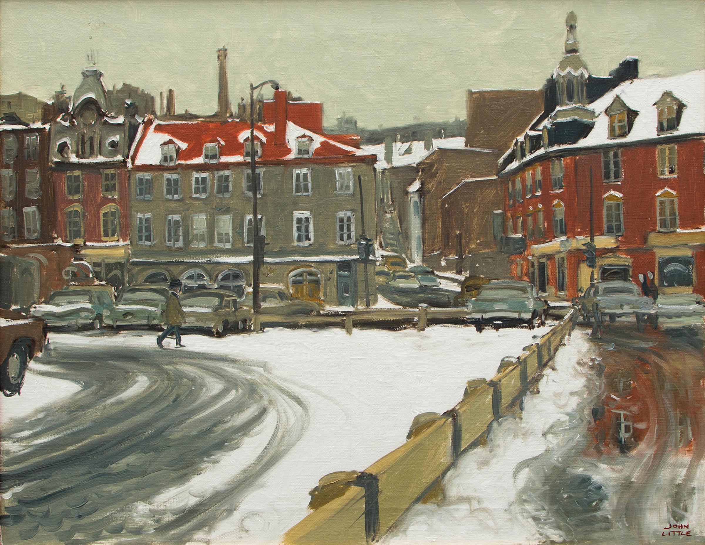 John Geoffrey Caruthers Little (1928-2024) - Édifices juste en face de la gare, Rue St-Paul, Québec, 1969