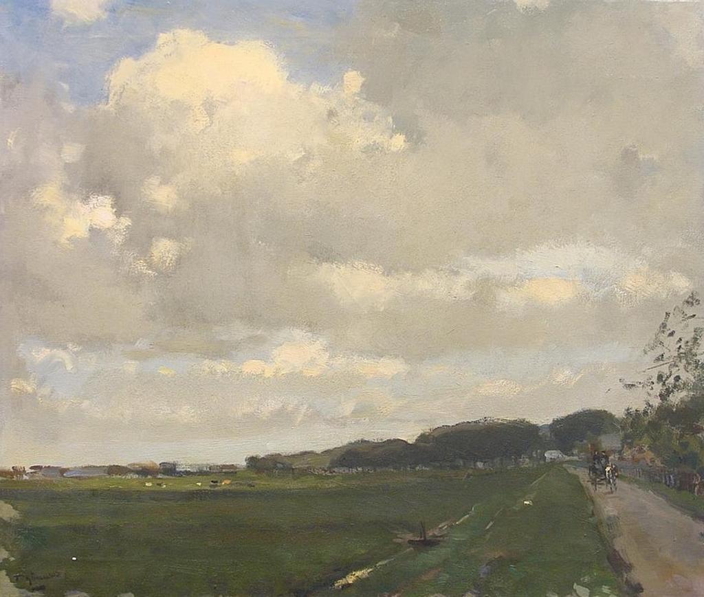 Daniel Muehlhaus (1907-1981) - HORSE DRAWN CART IN AN OPEN LANDSCAPE