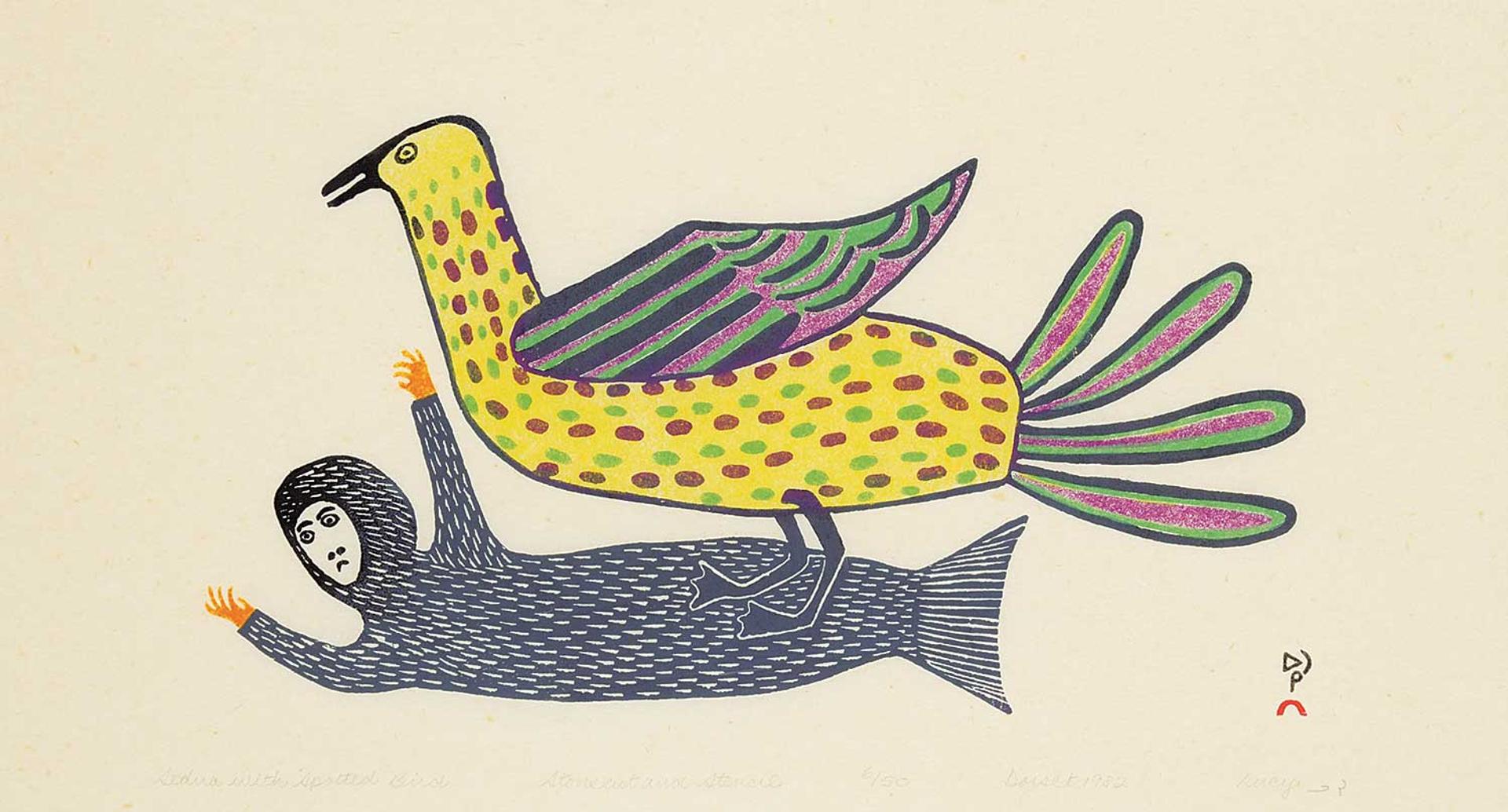 Lucy Qinnuayuak (1915-1982) - Sedna with Spotted Bird #6/50