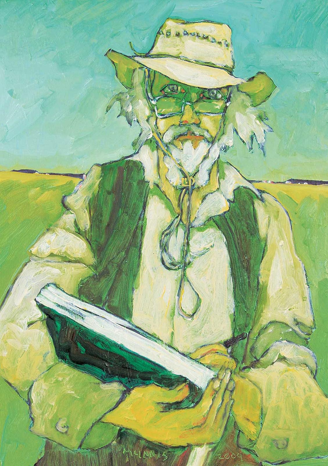 Robert F.M. McInnis (1942) - Untitled - Self Portrait with Sketch Book and Hat