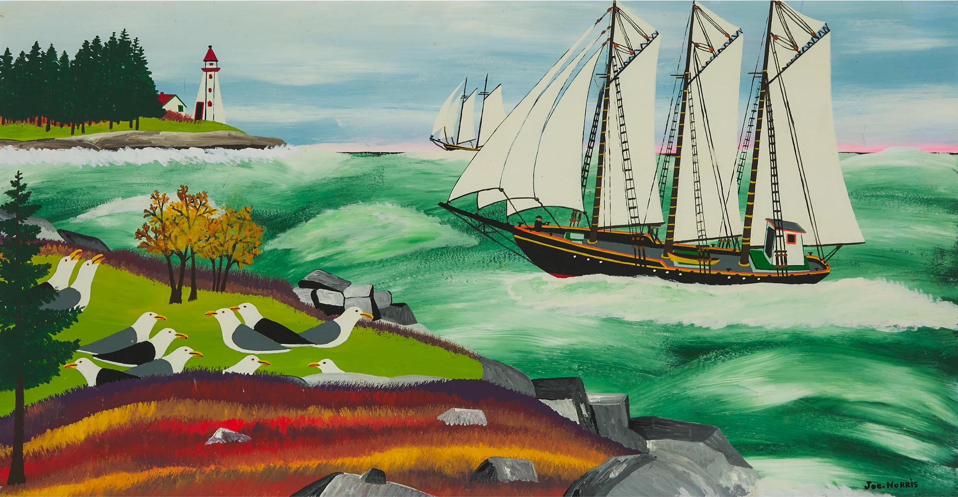 Joe Norris (1925-1996) - Two Schooners At Sea, 1980