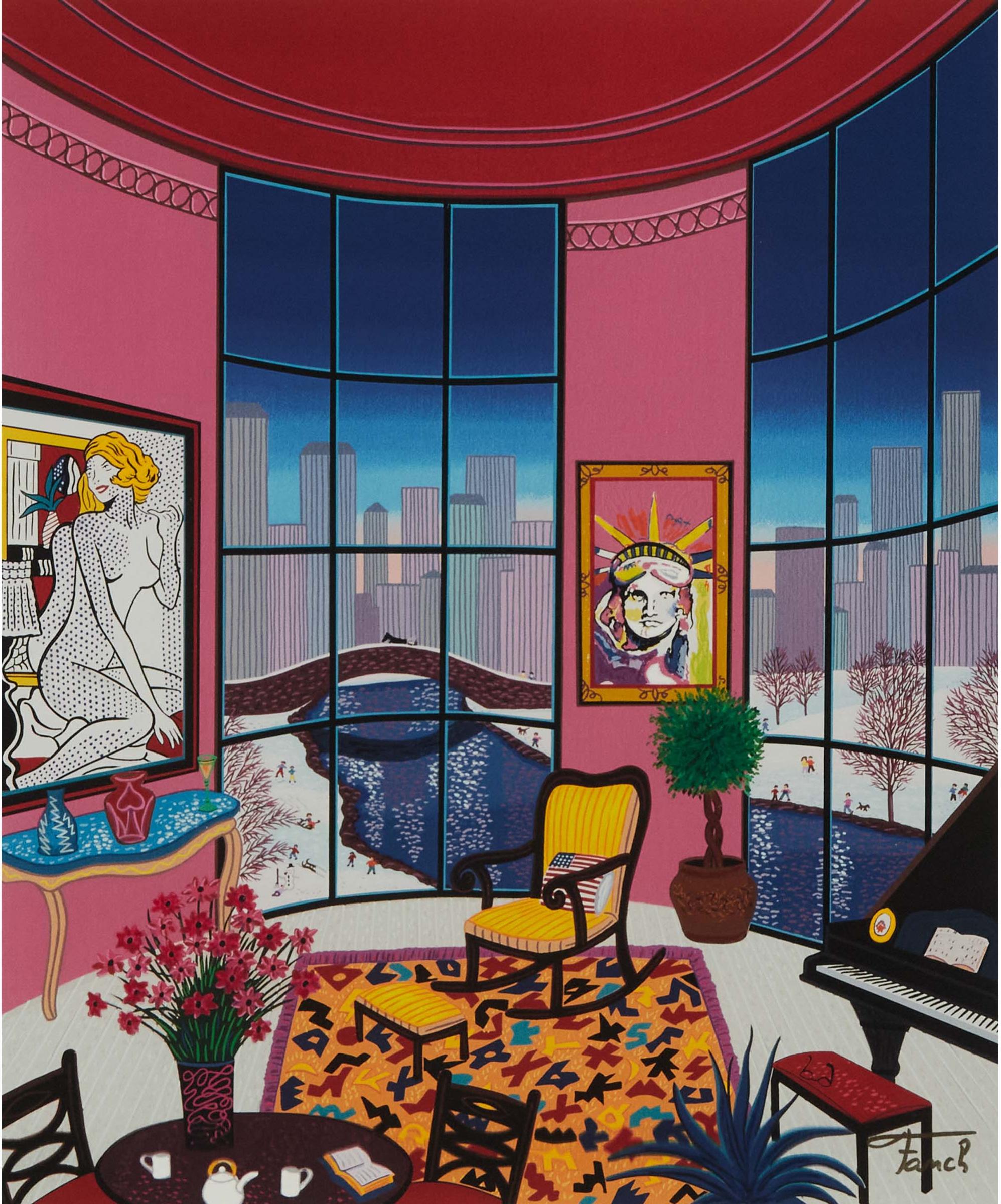 Ledan Franch - Untitled (Interior With Roy Lichtenstein And Peter Max Paintings)