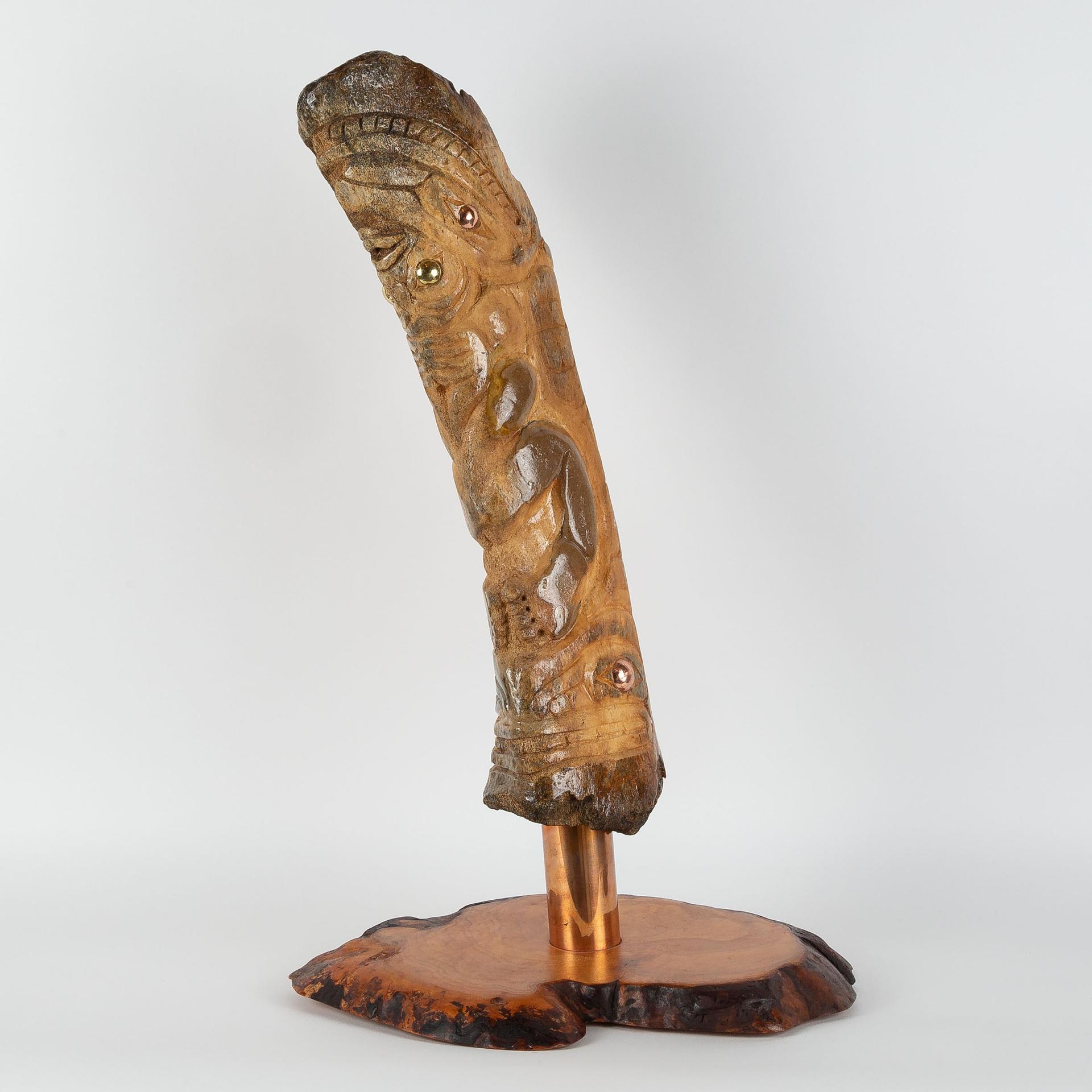 Elsie John (1961) - Whalebone Carving With Whale Spirit And Human Design