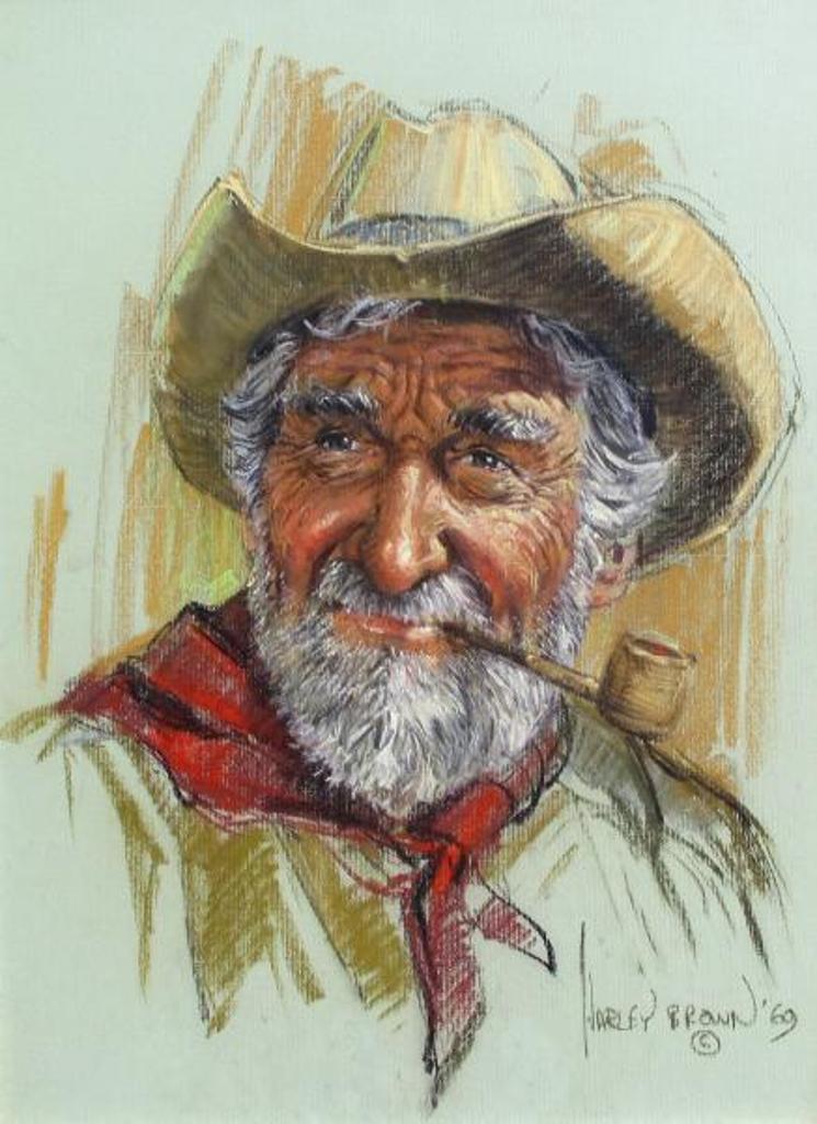 Harley W. Brown (1939) - Old Cowboy With Pipe; 1969