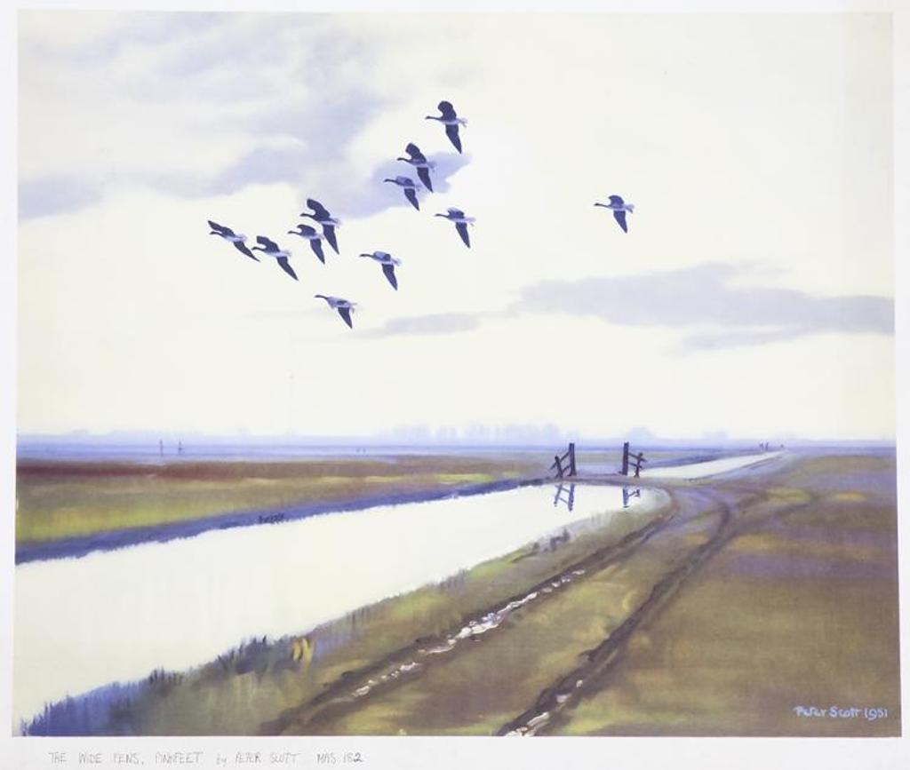 Peter Scott (1909-1980) - The Wide Fens, Pinkfeet