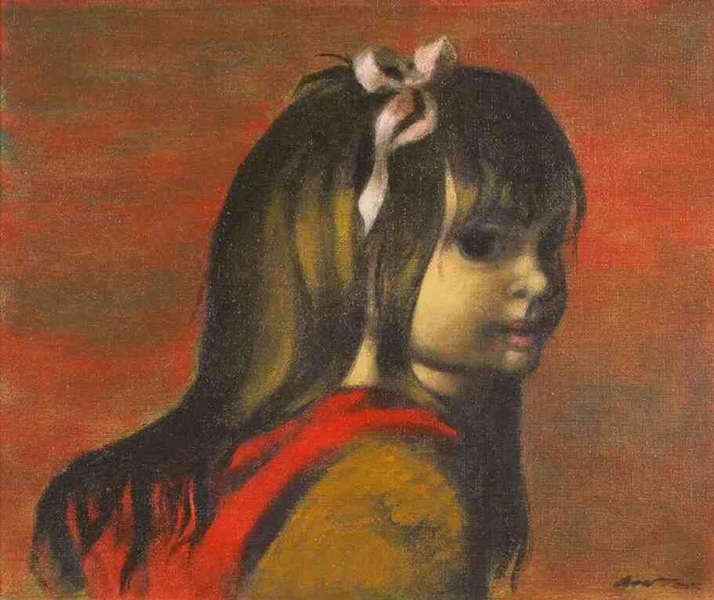 William Arthur Winter (1909-1996) - Girl With A Pink Ribbon In Her Hair